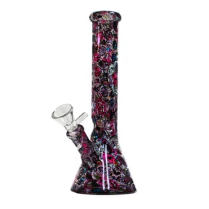 Glass Bong - Mexican Flower Skull (26cm)